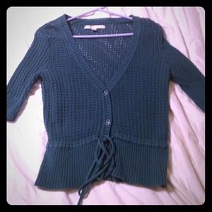 LC Lauren Conrad Green Sweater w/ crystal buttons