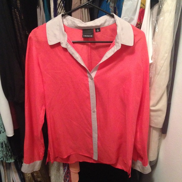 Long sleeve salmon pink trouvé blouse