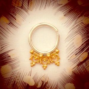 Sterling Silver & 14K gold handmade septum ring