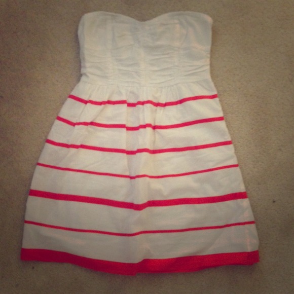 White summer dress with orange stripes