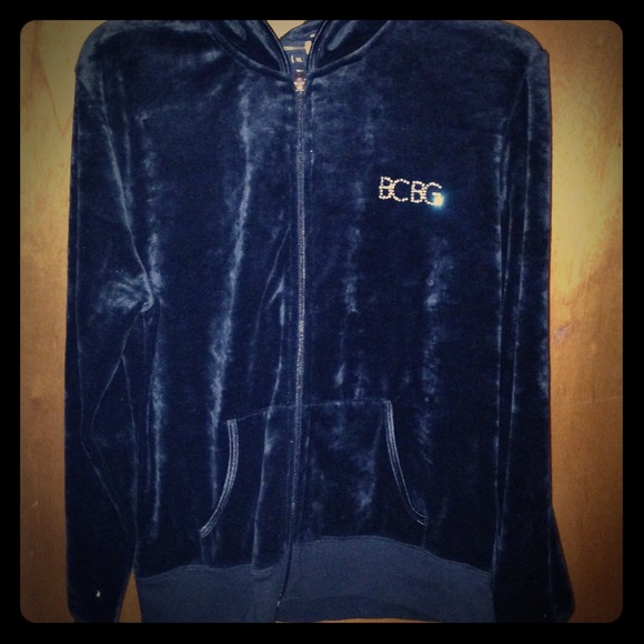 Bcbg black velour zip up hoodie