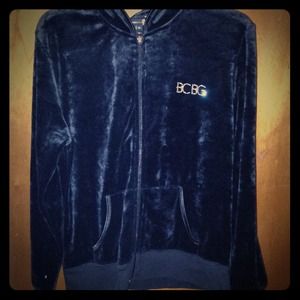 Bcbg black velour zip up hoodie