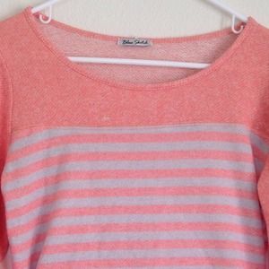 Thin grey and light coral pullover sweatshirt NWOT