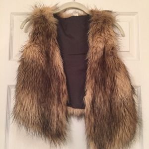 Brown faux fur vest