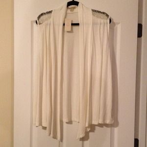 Cream Knit Sleeveless Cardigan from Forever 21