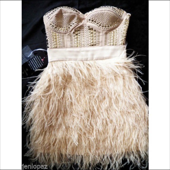 bebe Dresses & Skirts - Bebe Pink Feather Dress
