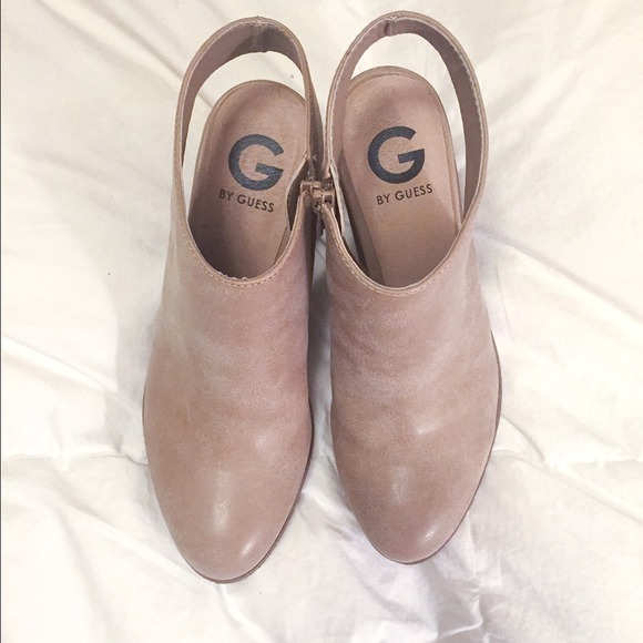 G by Guess Tan Gabryel Cut Out Ankle Boot Heel