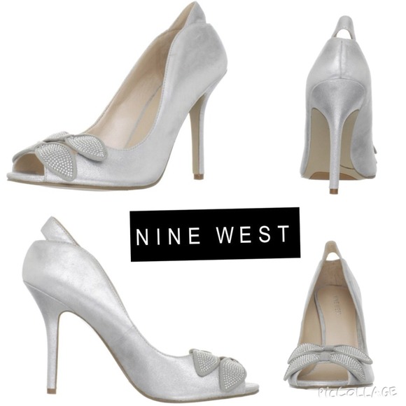 nine west silver pumps