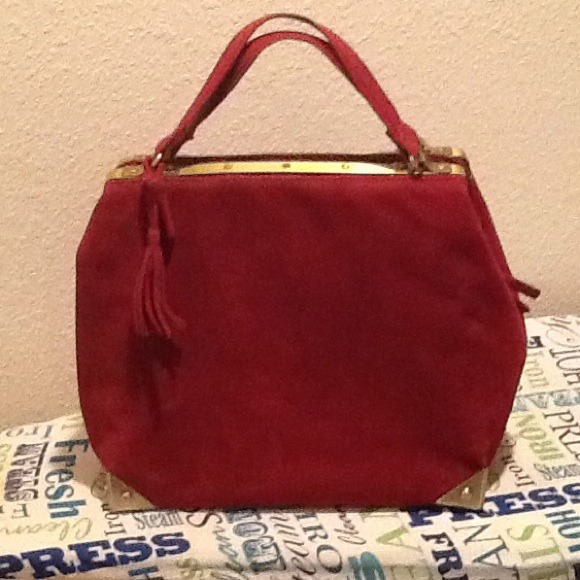 Burgundy Velvet Tassel Bag