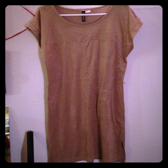 Tan suede shift dress