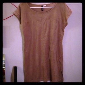 Tan suede shift dress