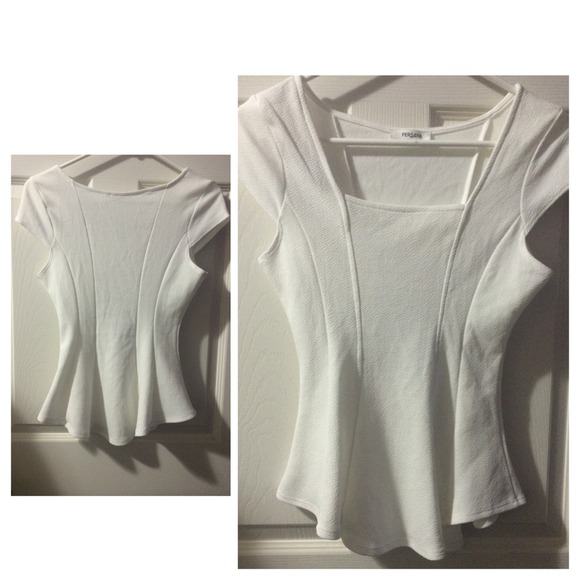 White peplum top