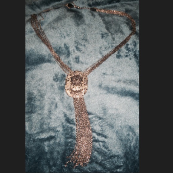 Hematite silver fringe necklace