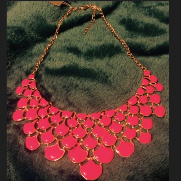 Hot pink enamel statement necklace