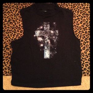 Black Crop Cross Tank
