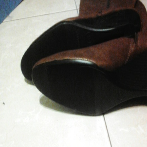 Size 6 calf length brown wedge boots new vintage - Picture 2 of 4