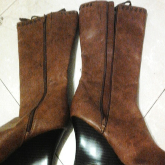 Size 6 calf length brown wedge boots new vintage - Picture 3 of 4