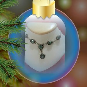 Green Amethyst Teardrop Necklace in Real Silver