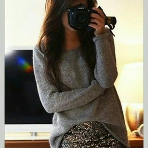 Forever 21 Silver Sequin Skirt Size M