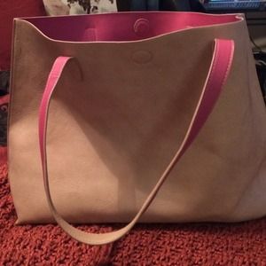 Neutral large tote pink lining