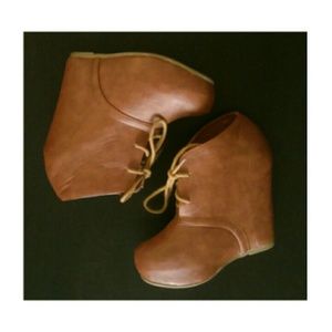 Tan Wedge Booties