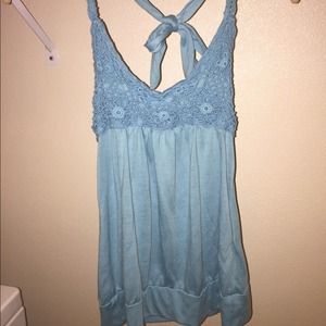 Small baby blue tube top.
