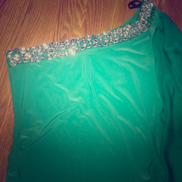 Beautiful green off the shoulder dress