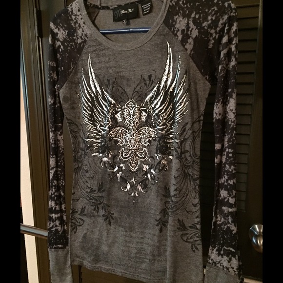 Miss Me Long Sleeve Embellished Tee