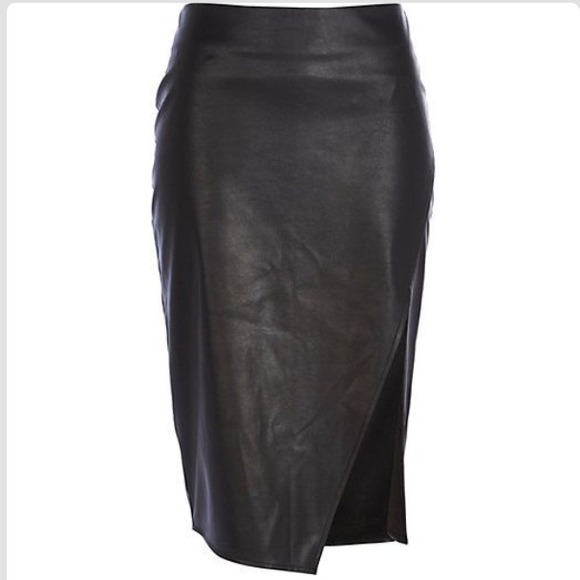 River Island black faux leather skirt