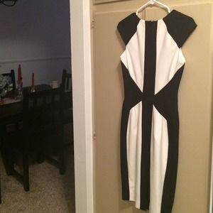 Cache black and winter white dress