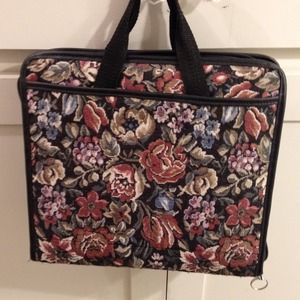 Vintage floral tapestry zip school binder hipster