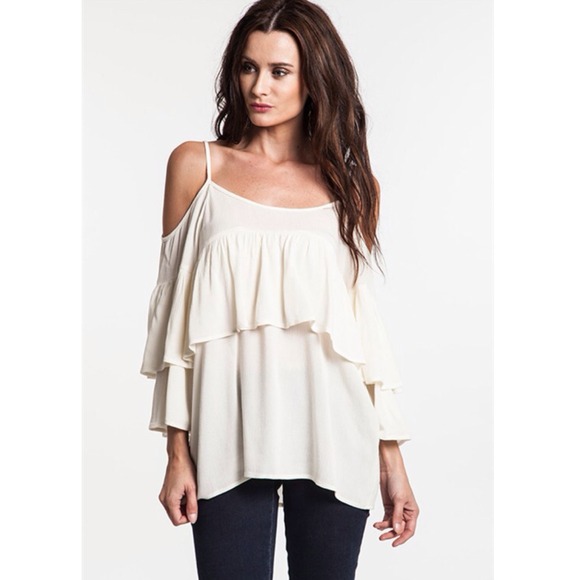 It's Hush Hush Tops - "Crème de la Crème" Off Shoulder Peasant Top