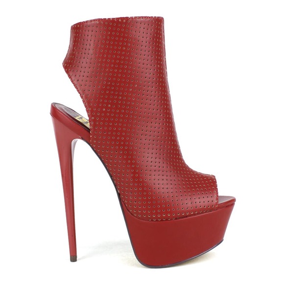 🚫SOLD🚫Red perforated stilettos - Picture 2 of 4