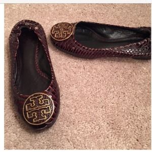 Tory Burch Reva Snakeskin Flats