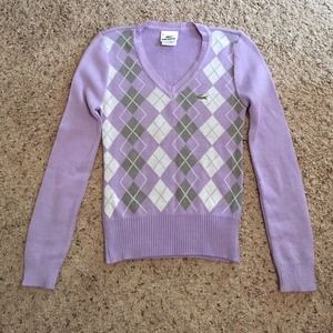 Lacoste purple argyle sweater