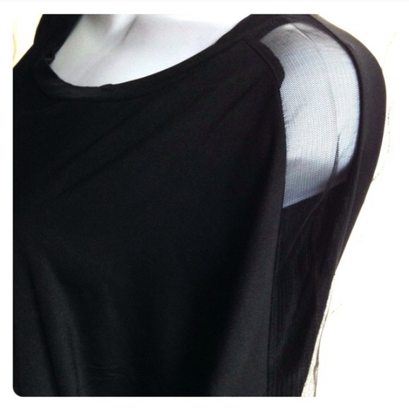 Black Mesh Sleeve Top
