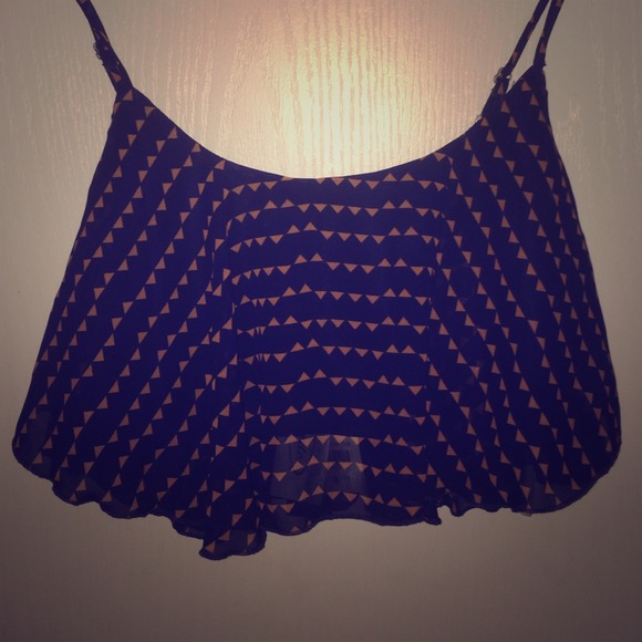 Dark Blue Loose Flare Crop Tank Top