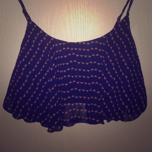 Dark Blue Loose Flare Crop Tank Top