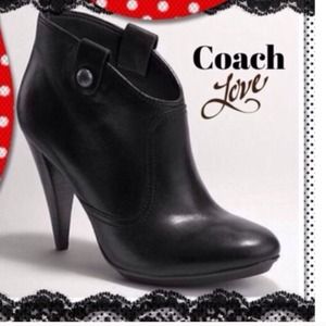 Genuine Leather Black Coach Booties