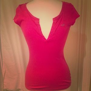 Hot pink Hollister v neck