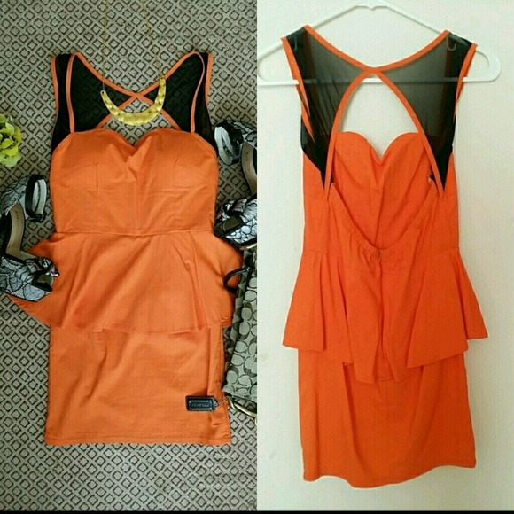 Orange Peplum Openback Dress