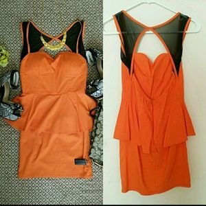 Orange Peplum Openback Dress