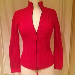 DKNY red Knit zip up