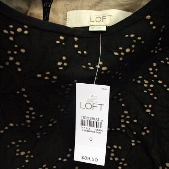 NEW Loft Black/Tan Eyelet dress