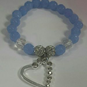 Beautiful blue beaded stretch bracelet