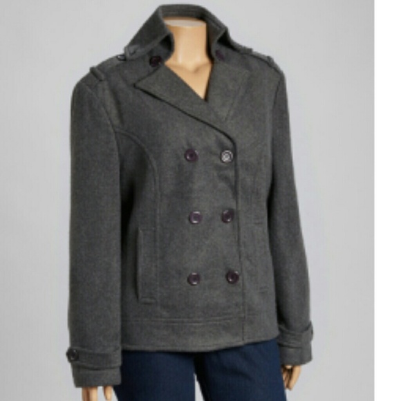 Charcoal Gray double button pea coat NWT!