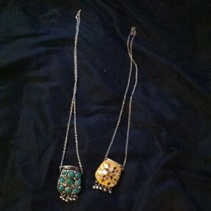 2 long handmade necklaces from India