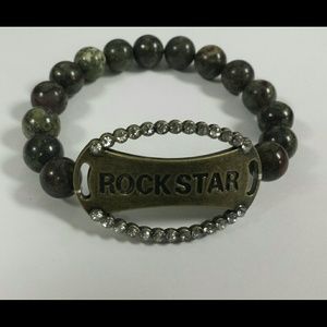 Rock star beaded stretch bracelet