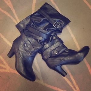 Mid length black heels/boots