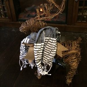 SOLD IN BUNDLE NWOT. Black and white stripe scarf